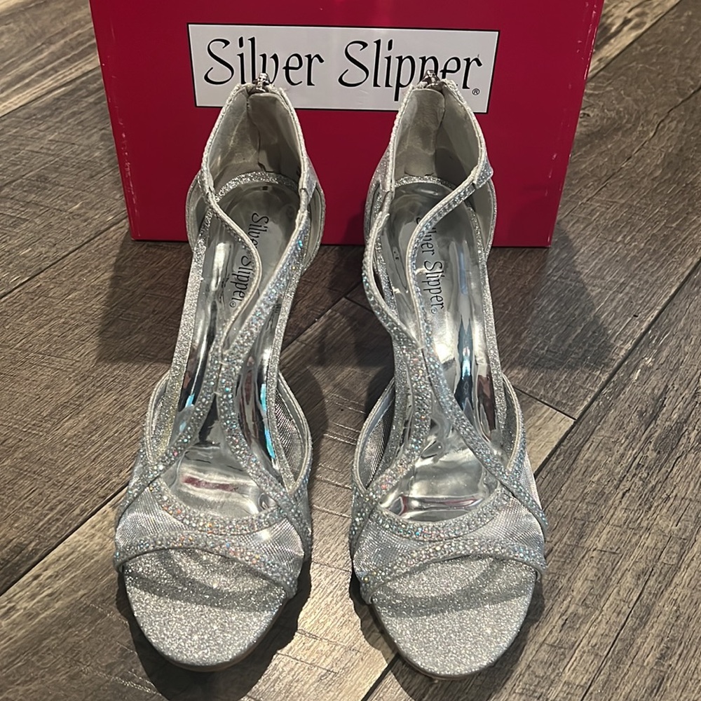 Authentic Silver Slipper Silver Evening Formal He… - image 2